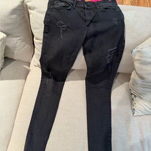 Hudson Jeans Black Skinny Fit Distressed Denim